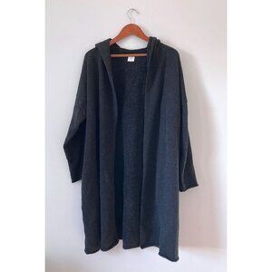 Evam Eva Vie Wool Hooded Robe Long Cardigan Size 2 Medium Dark Grey